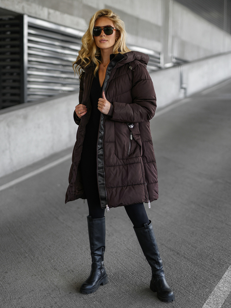 Ženska zimska jakna čokolada OZONEE JS/16M9302/158