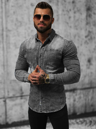 Moška jeans srajca siva OZONEE NB/MC712G