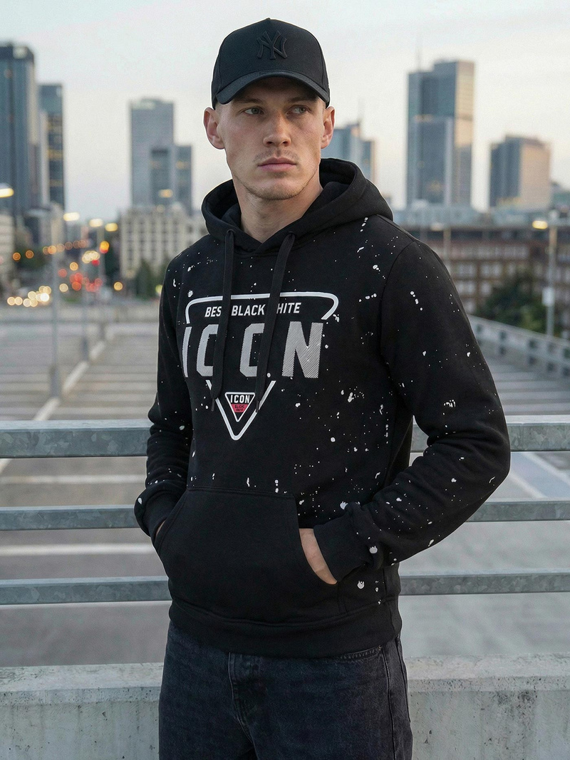 Moška jopa s kapuco črna OZONEE JS/8B1737/3Z