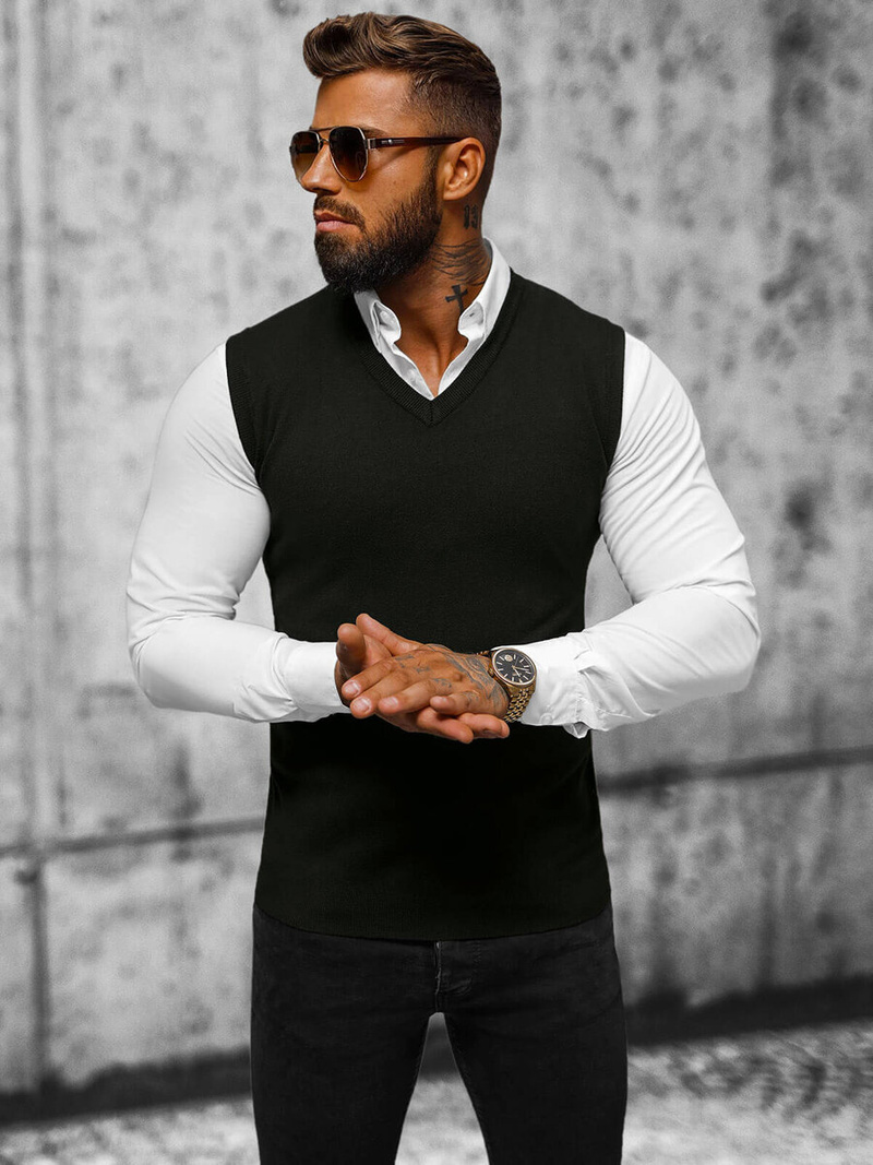 Moški pulover črni OZONEE NB/MM6005/4Z