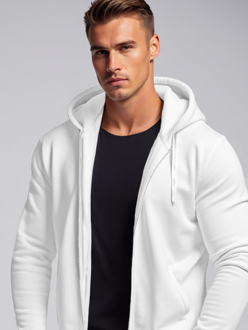 Moška jopa s kapuco bela OZONEE JS/2008