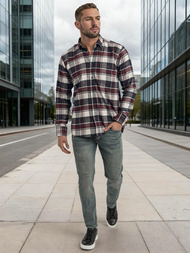 Elegantna moška srajca bordo OZONEE V/V174