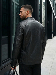 Moška usnjena jakna črna OZONEE JS/11Z8138