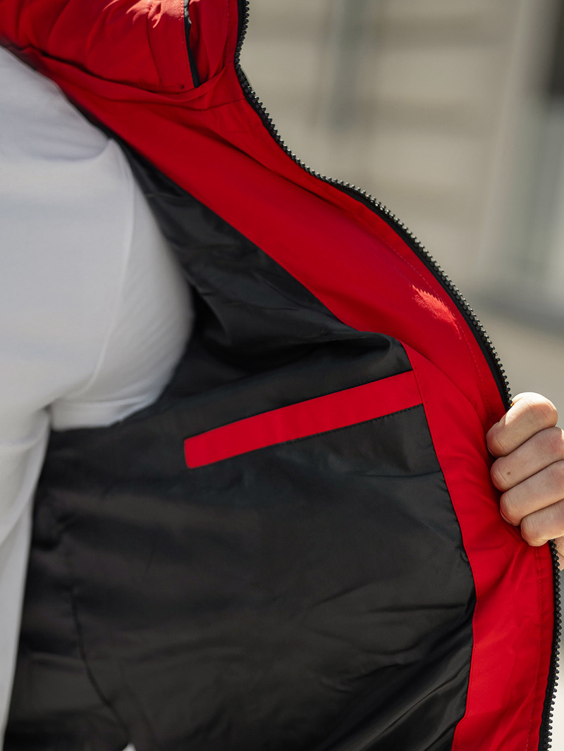 Moška zimska jakna črno-rdeča OZONEE JS/31M5083/270