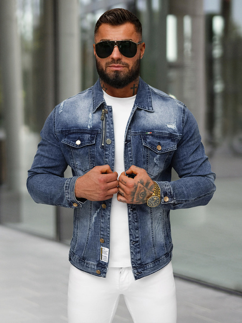 Moška jeans jakna temno-modra OZONEE NB/MJ522BS