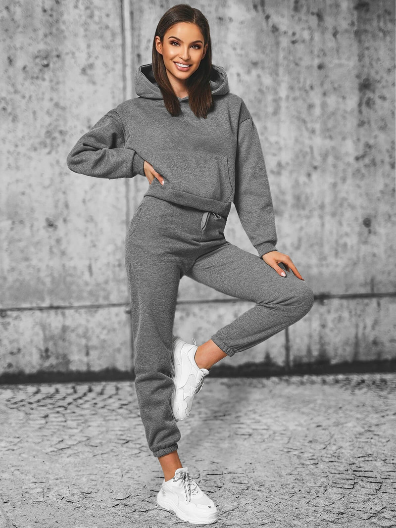 Ženski dvodelni komplet trenirka grafitni OZONEE JS/8C69/5