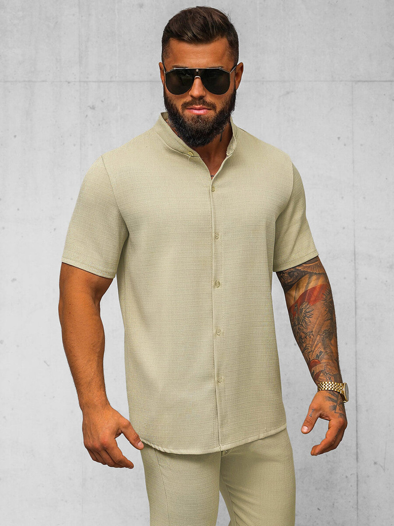 Moška majica s kratkimi rokavi bež OZONEE O/Y972T