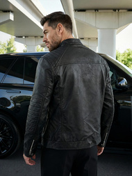 Moška usnjena jakna črna OZONEE JS/11Z8066