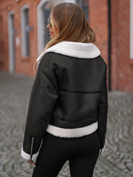 Ženska usnjena jakna črna OZONEE JS/11Z8256