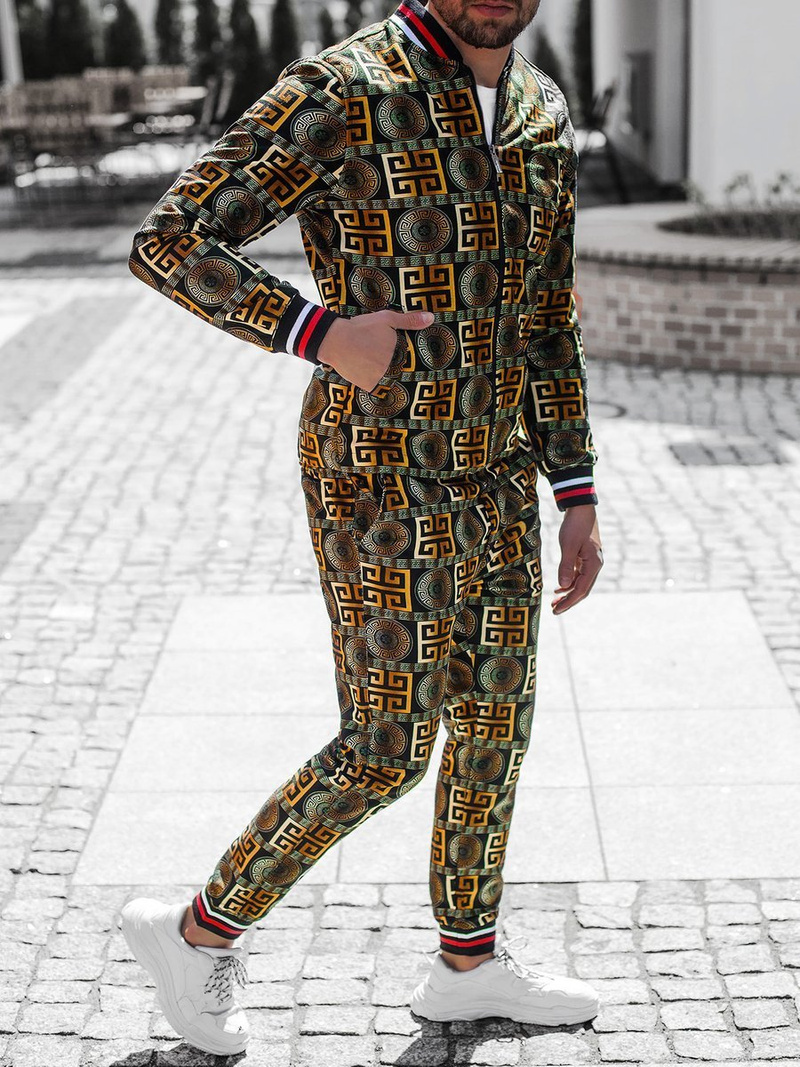 Komplet moški - jakna in hlače chino črno-zlati OZONEE O/5553/21