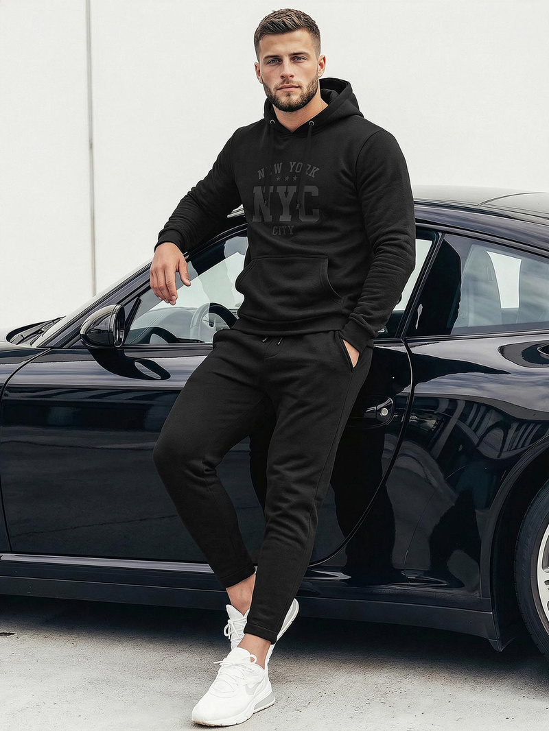 Moška jopa s kapuco črna OZONEE JS/8B1971/3