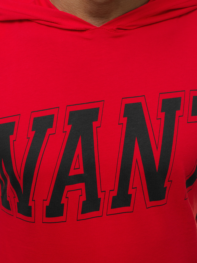 Moška majica s kapuco rdeča OZONEE B/60042Z