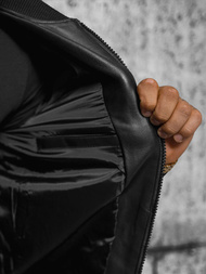 Moška usnjena jakna črna OZONEE JS/11Z8105