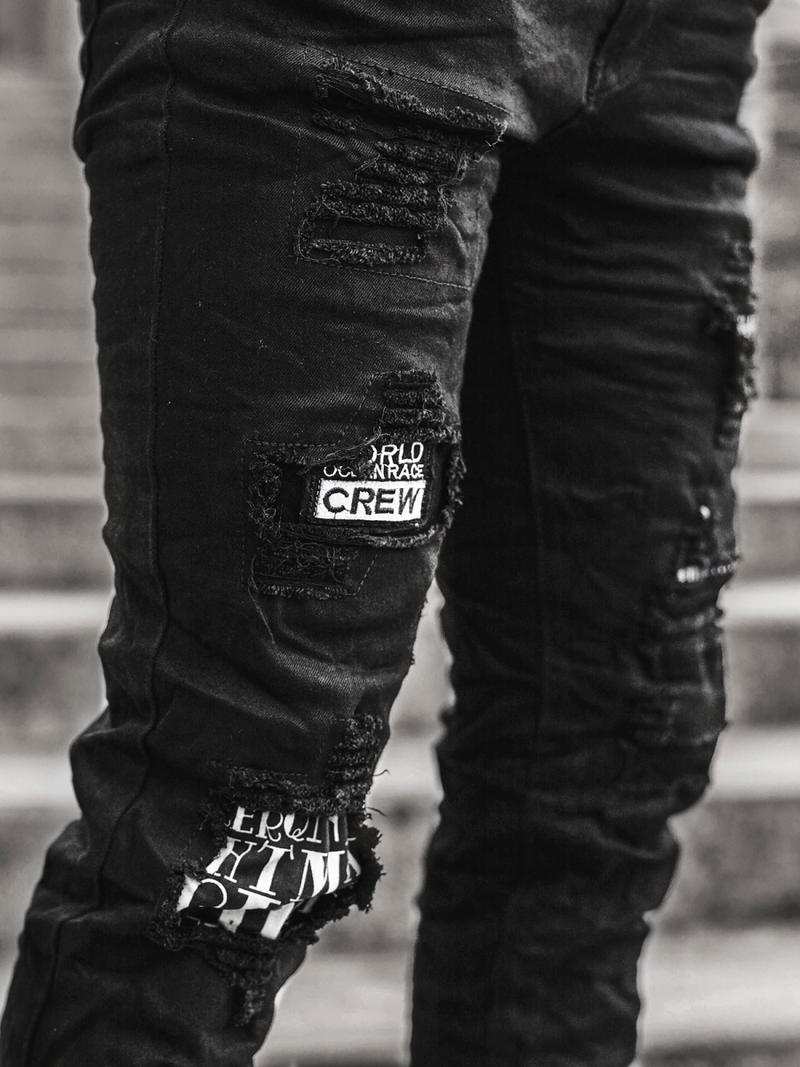 Moške kavbojke jogger črne OZONEE V/19401