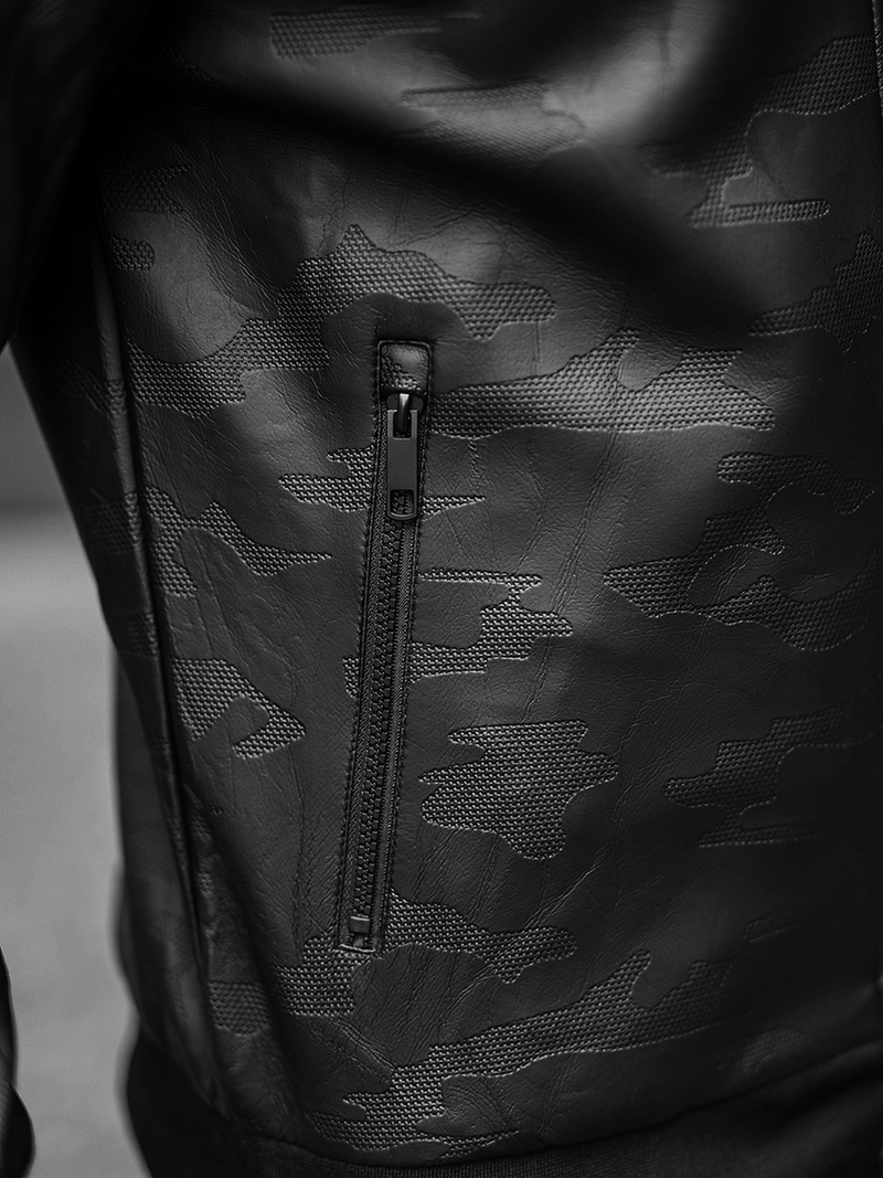 Moška usnjena bomber jakna črna OZONEE O/3A63