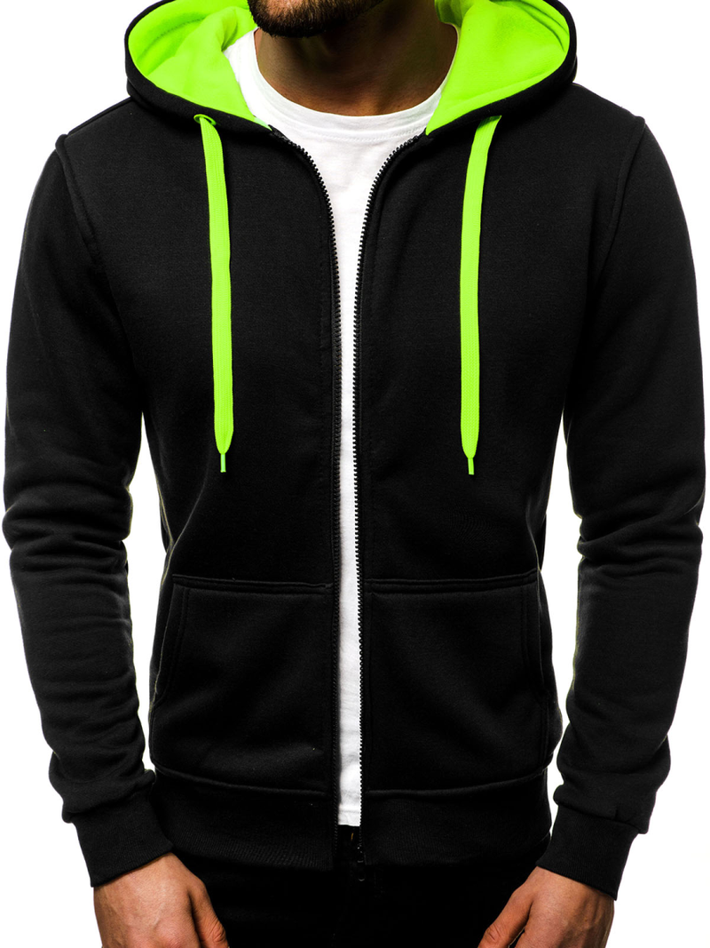 Moška jopa z zadrgo črno-akvamarin OZONEE JS/2013