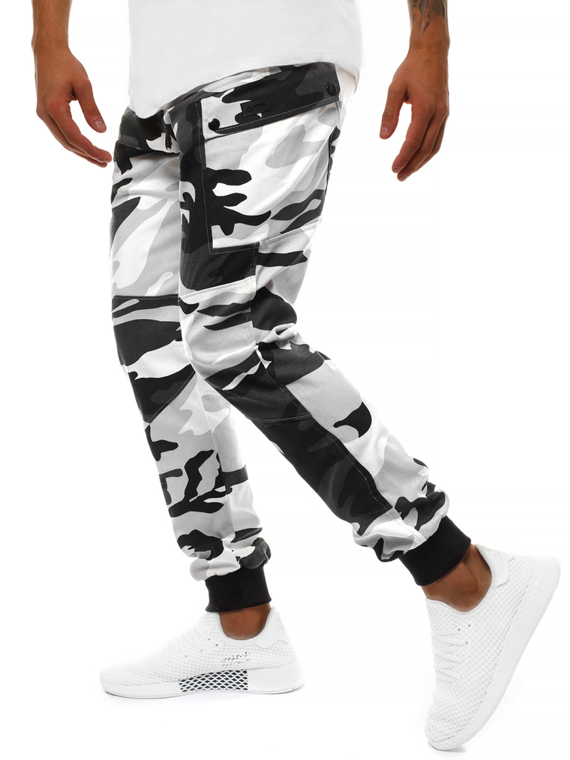 Moške hlače chino jogger črno-bele OZONEE O/11103