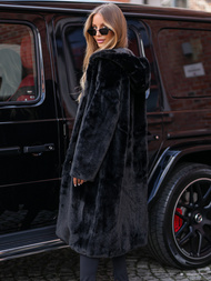 Ženska krznena zimska jakna črna OZONEE JS/11Z8250