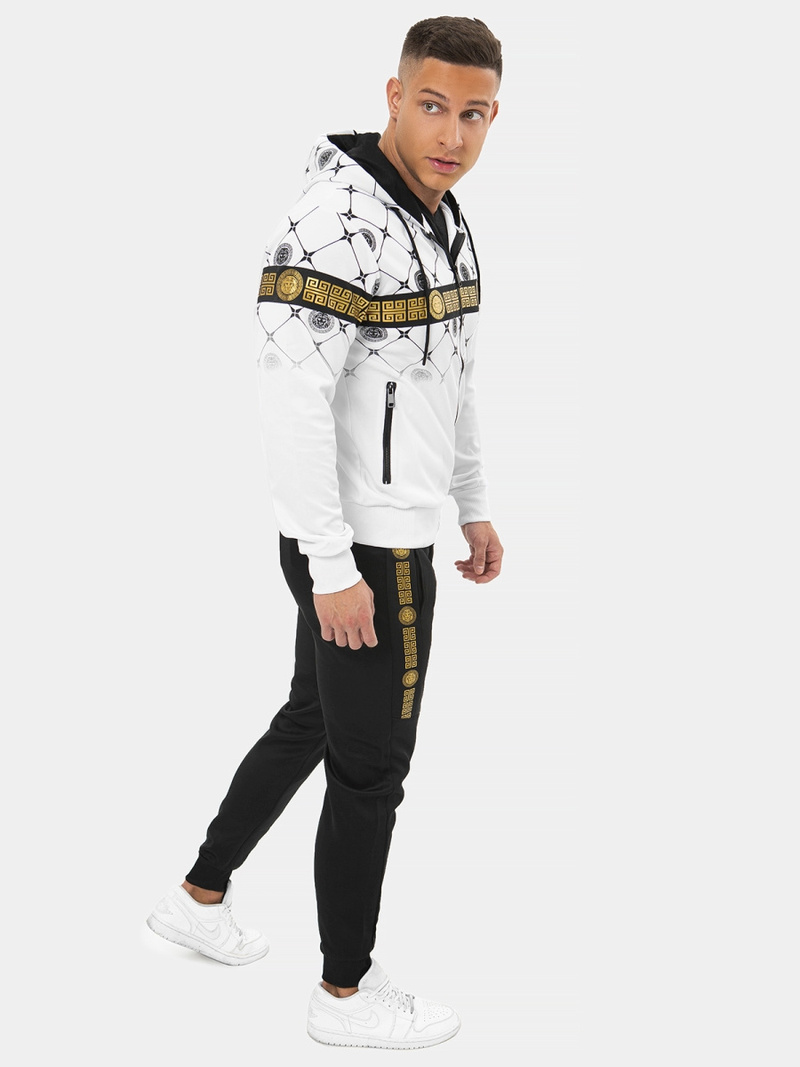 Moška trenirka belo-črna OZONEE O/HM685