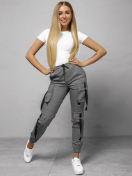 Ženske hlače chino jogger temno-sive OZONEE O/8054