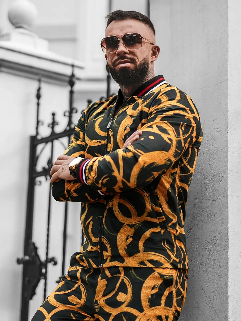 Komplet moški - jakna in hlače chino, zlati OZONEE O/5554/21Z