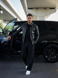 Moška usnjena jakna črna OZONEE JS/11Z8066