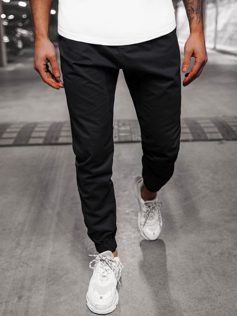 Moške hlače chino jogger črne OZONEE O/399