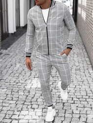 Komplet moški - jakna in hlače chino sivi OZONEE DJ/5548