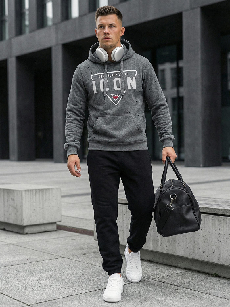 Moška jopa s kapuco grafitna OZONEE JS/8B1737/5