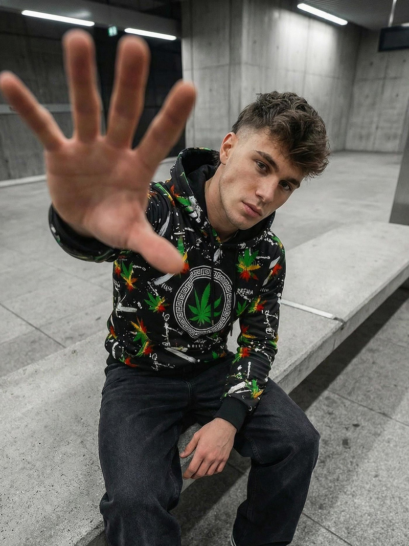 Moška jopa s kapuco črna OZONEE O/B269Z