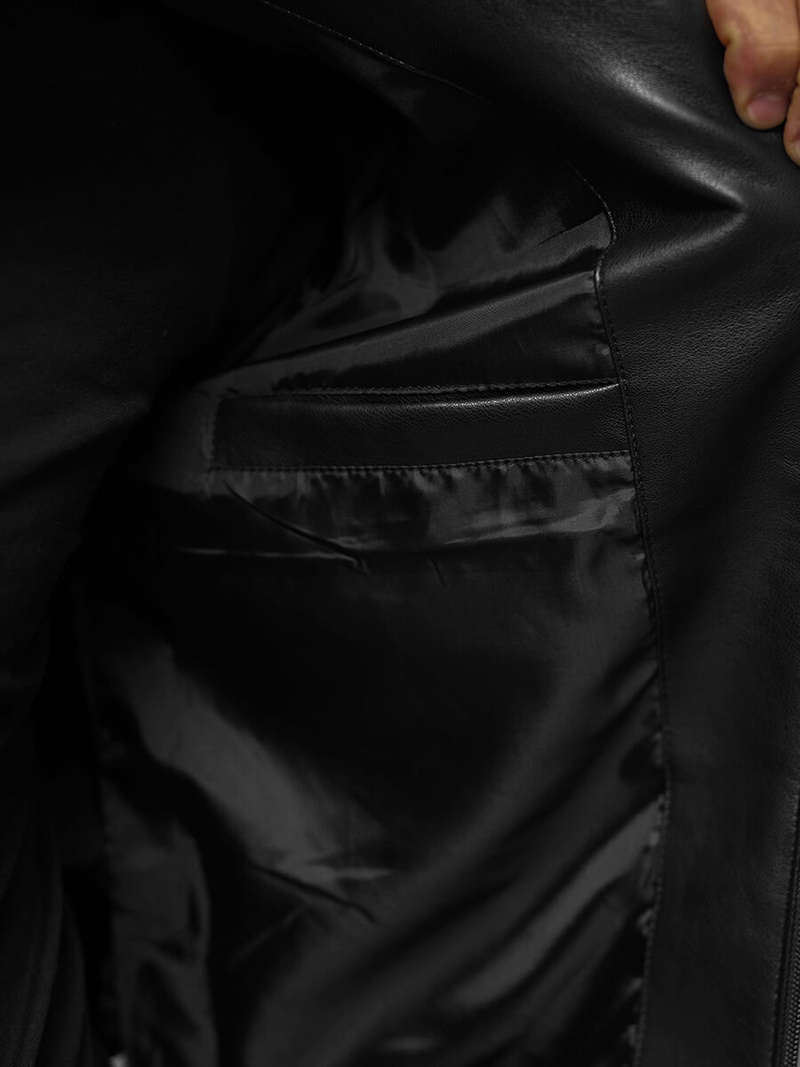 Moška usnjena jakna črna OZONEE JS/11Z8015