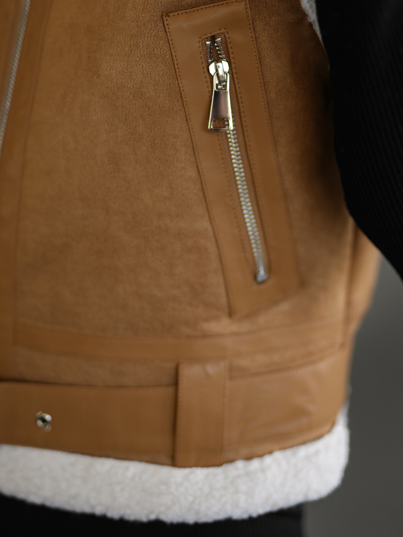 Ženski usnjena brezrokavnik camel OZONEE JS/11Z8238