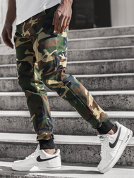 Moške hlače chino jogger maskirno-zelene OZONEE O/11103