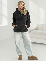 Ženska jopica s kapuco črna OZONEE JS/HH192/3