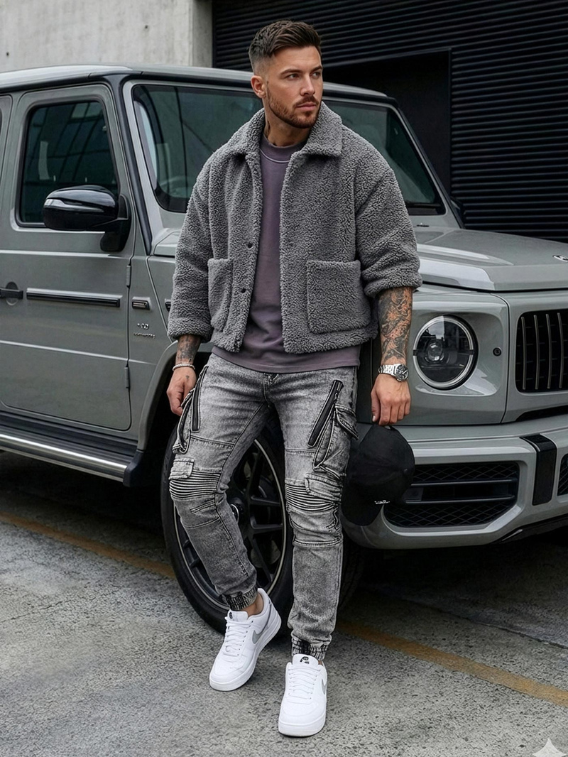 Moške kavbojke grafitne OZONEE O/E10017Z