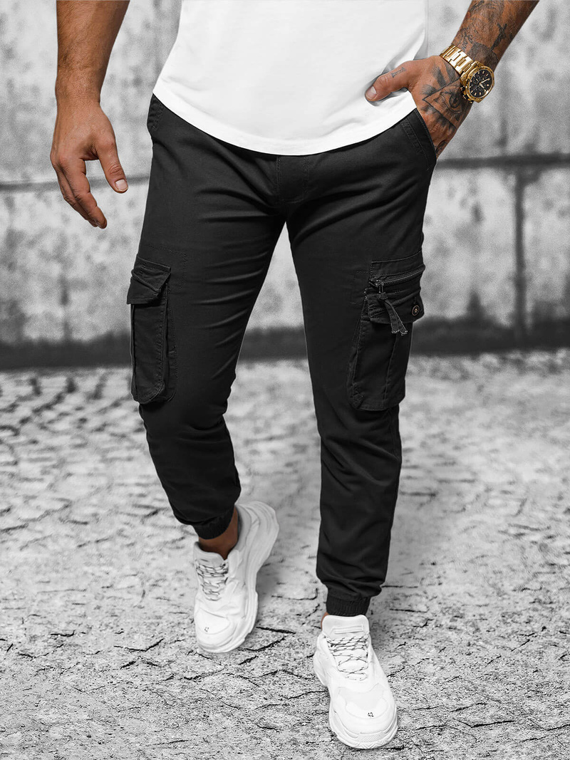 Moške Hlače Chino Jogger Črne OZONEE NB/MP0201N