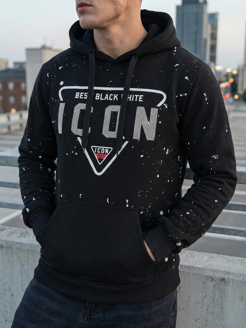 Moška jopa s kapuco črna OZONEE JS/8B1737/3Z