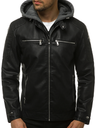 Moška usnjena jakna črna OZONEE JB/JP1148