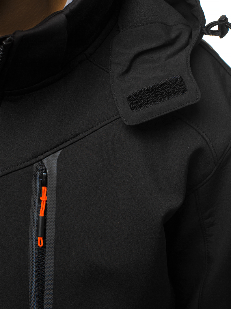 Moška softshell jakna s kapuco črno-oranžna OZONEE GE/12266Z
