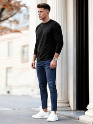 Moške kavbojke temno modre OZONEE O/JK2951Z