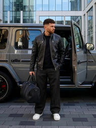 Moška usnjena jakna črna OZONEE JS/11Z8137