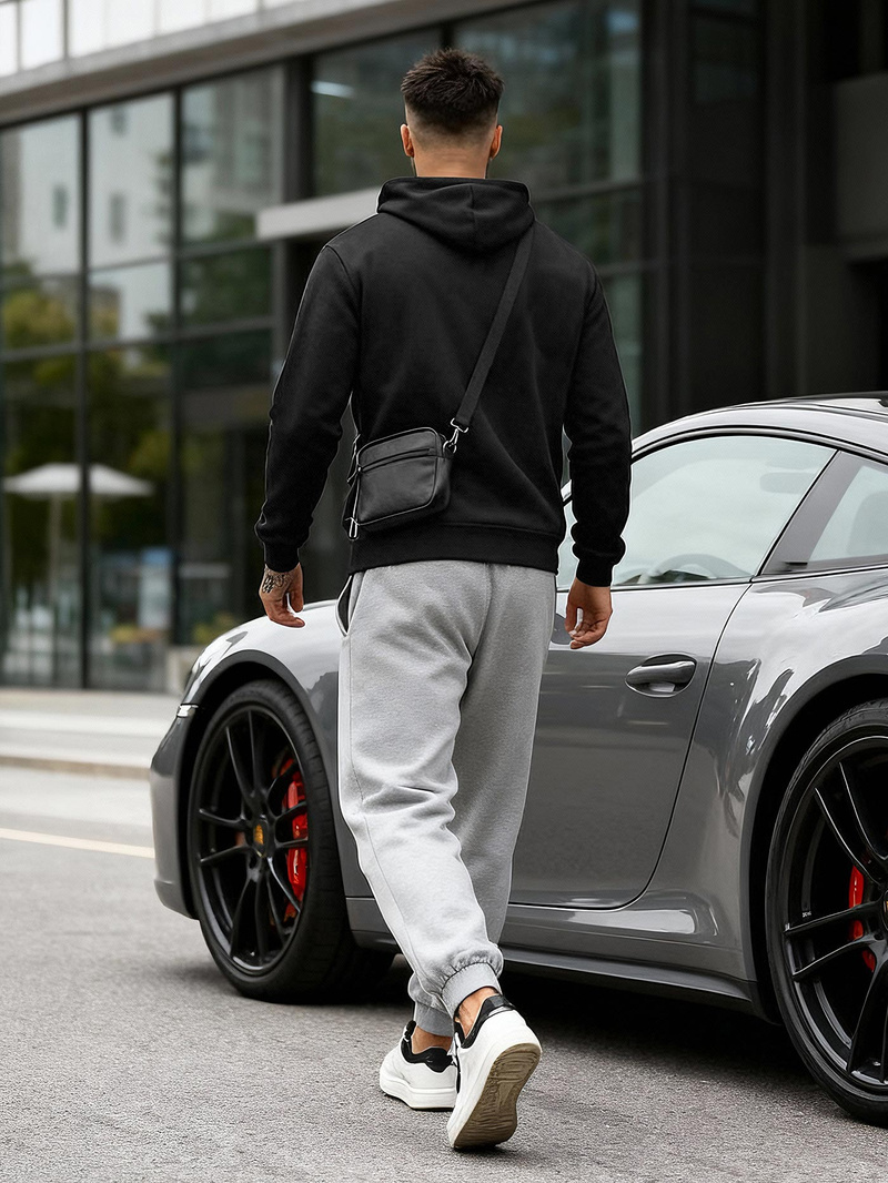 Moška jopa s kapuco črna OZONEE JS/8B1973/3