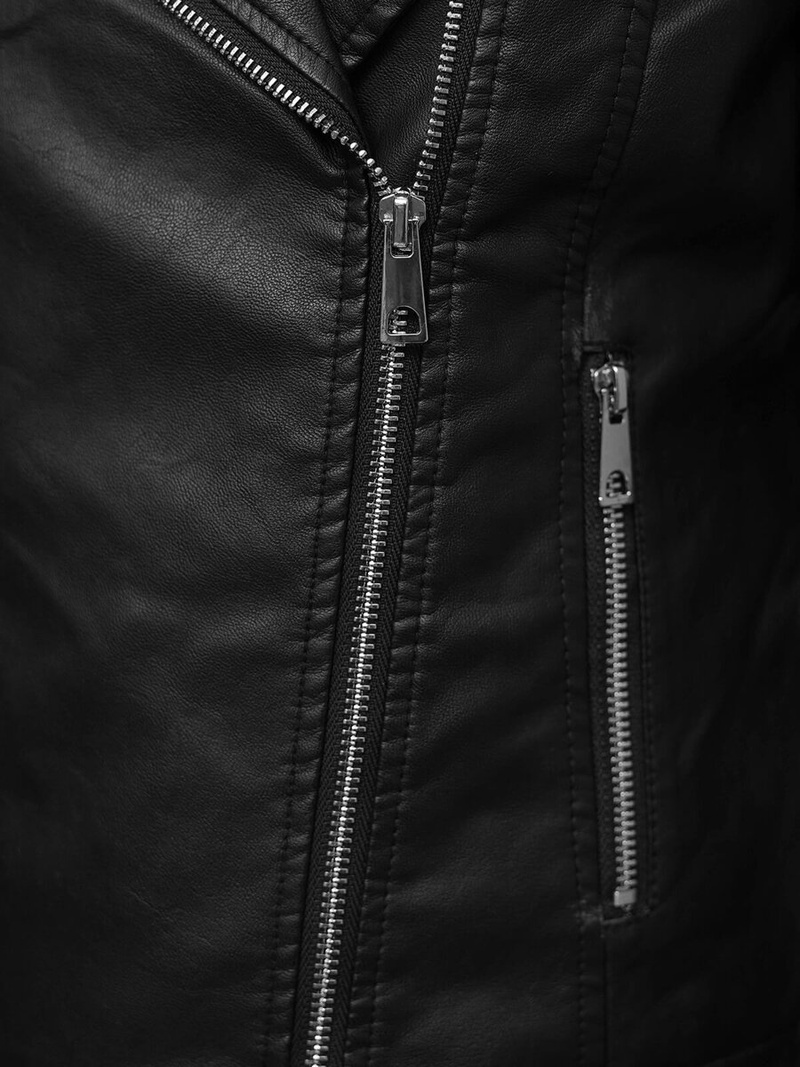 Ženska usnjena jakna črna OZONEE JS/11Z8097Z