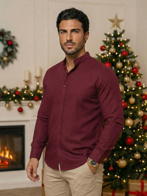 Elegantna moška srajca bordo OZONEE O/V57Z