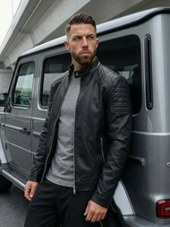 Moška usnjena jakna črna OZONEE JS/11Z8139