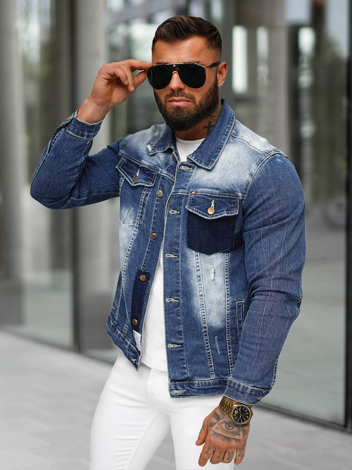Moška jeans jakna modra OZONEE NB/MJ536B