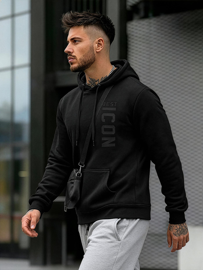 Moška jopa s kapuco črna OZONEE JS/8B1973/3