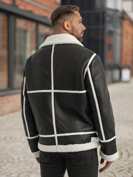 Moška usnjena jakna črna OZONEE JS/11Z8270