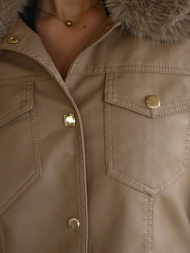 Ženska usnjena jakna bež OZONEE JS/61M8513/84