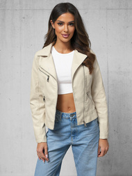 Ženska usnjena jakna bež OZONEE O/G88